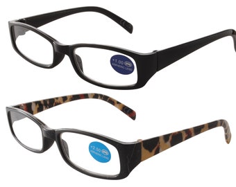 Trendy Funky Black Leopard Print Reading Glasses