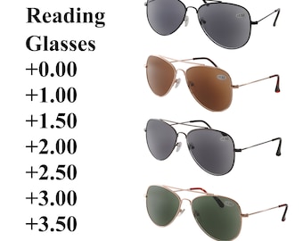 Pilot Style Sunglass AV2 Tinted Reading Glasses Mens Ladies