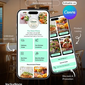 Canva-mall för restauranglänk i bio-webbplats | Företagslandningssida (digital nedladdning)