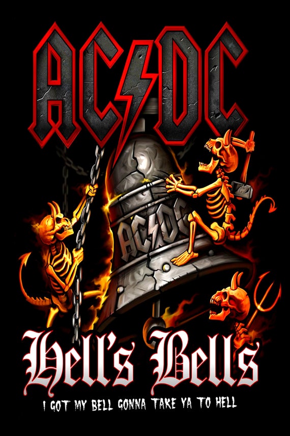 AC/DC hell's Bells Art Reproduction Free US Etsy