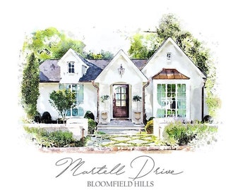 Custom Home Portrait,First Home,Realtor Gift,Home Portrait,House Painting from photo, Watercolor House Painting,Home painting,house portrait