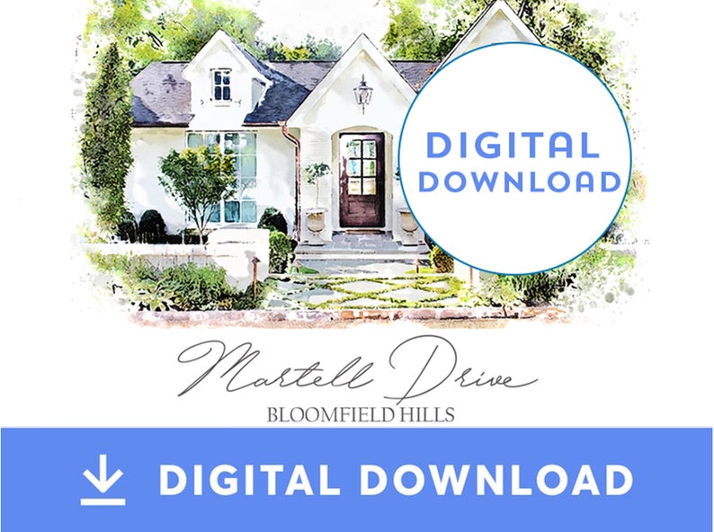Printable Home Portrait Personalized Watercolor Realtor Etsy