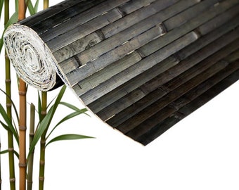 One- 4' x 8' Bamboo Wall Paneling Black Color Wainscoting Wainscot, Bamboo Wainscoting wall decor, Bamboo Wall panel, Outdoor Bar Wall