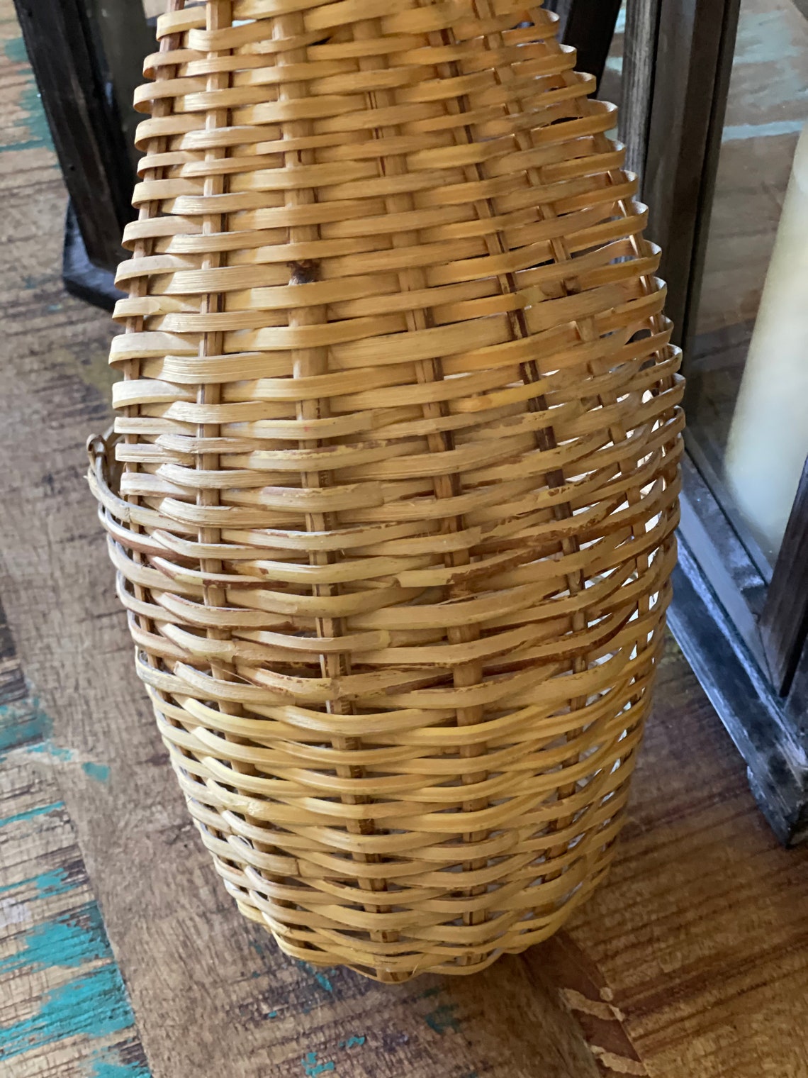 Vintage Wicker Boho Wine Bottle Holder Etsy