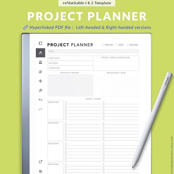 reMarkable 2 Templates, Project Planner, Productivity Planner, Business Planner, Work Planner, reMarkable 1 & 2