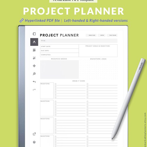Remarkable 2 Templates Project Planner Productivity Planner Etsy
