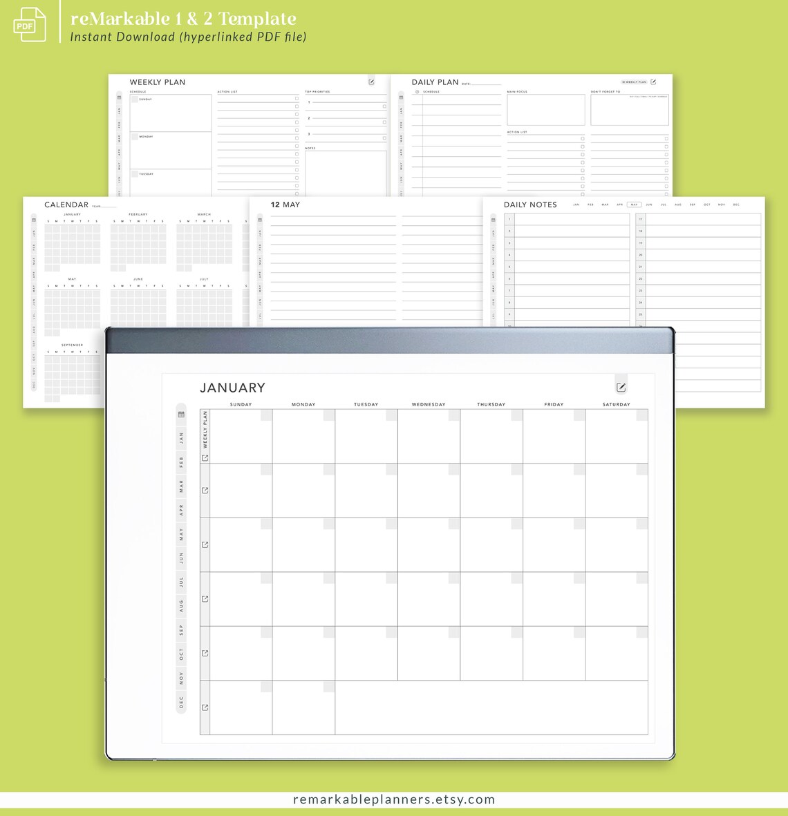 Remarkable 2 Daily Planner Essential Planner Monthly Etsy