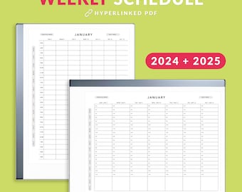 reMarkable 2 Weekly Schedule 2024, 2025, Remarkable Templates, Hourly Agenda, Weekly Organizer