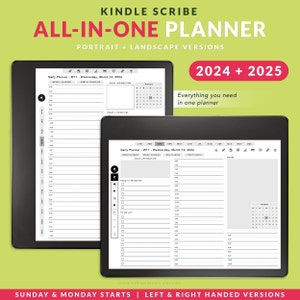 Agenda quotidien Kindle Scribe, agenda tout-en-un 2024, 2025, versions PORTRAIT et PAYSAGE