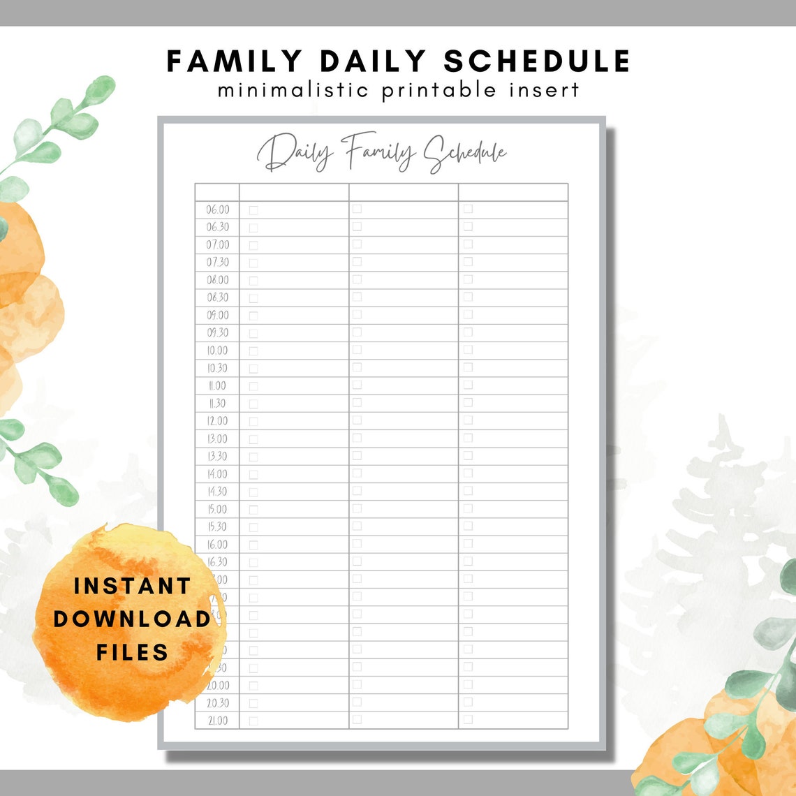 Minimal Daily Family Schedule PDF Printable Goodnotes Etsy