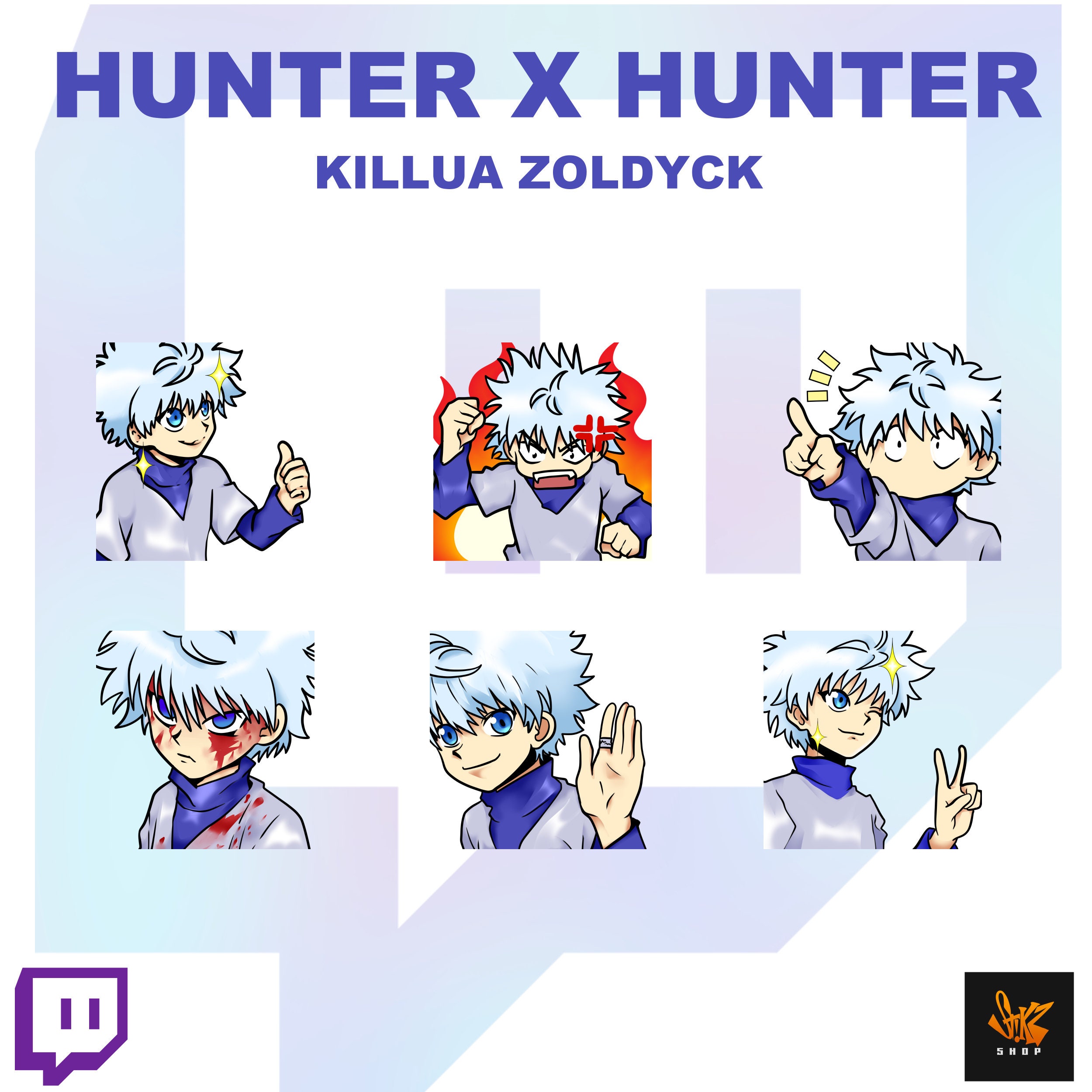 9 X Twitch Anime Emotes Killua Zoldyck From Hunterxhunter Etsy