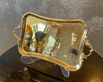 Rectangular Tray, Serving Tray, Coffee Cup Tray, Brass Tray, Decorative Tray, Tea Tray,Tea Coffee Espresso Beverage Serving Tray with Handle
