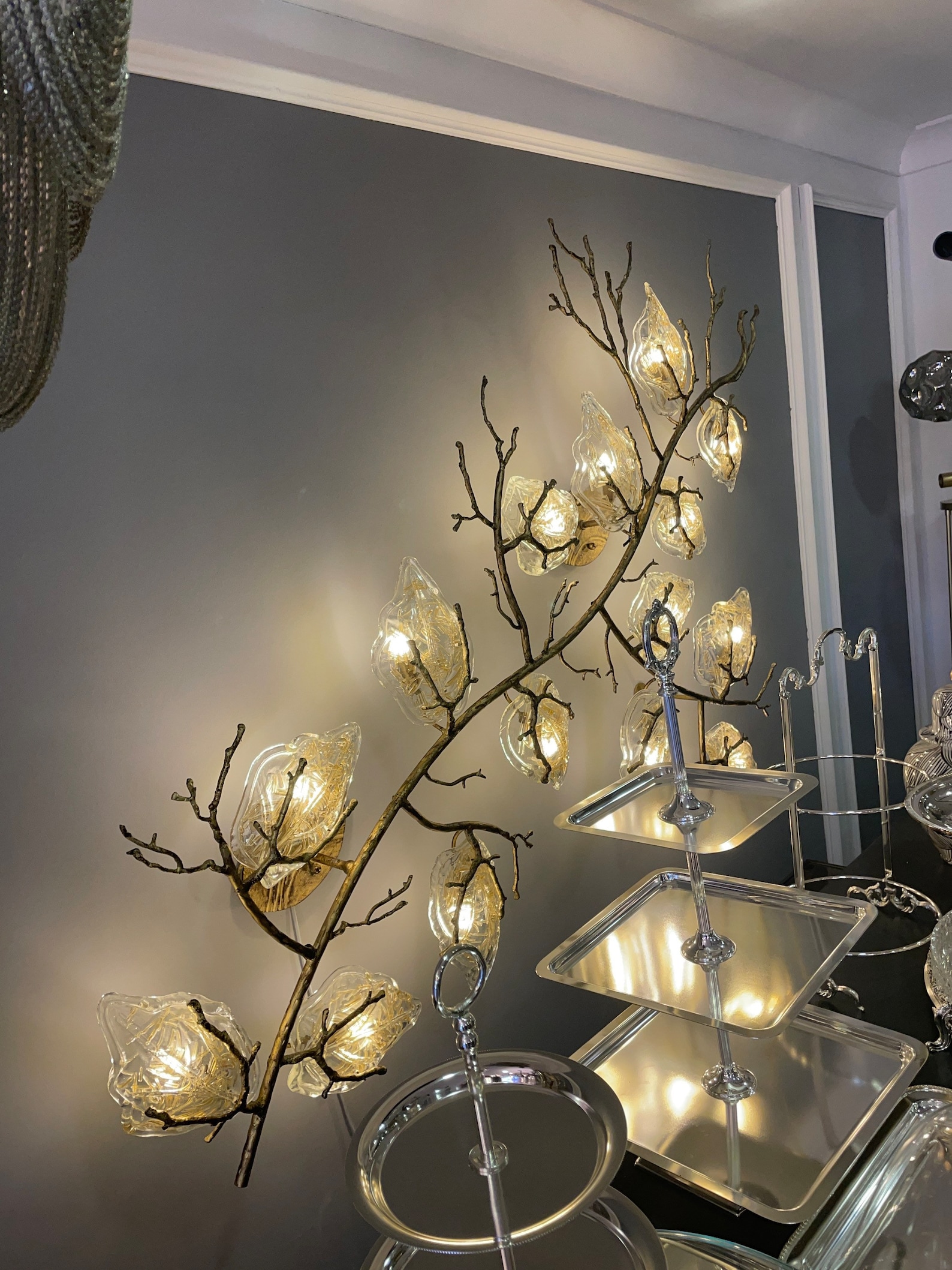 Brass Tree Light Handmade Leaf Wall Lighting Decor Gold - Etsy