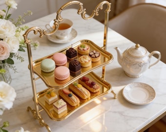 2 Tier Tray Stand | Cake Stand | 2 Tier Serving Tray | silver cake stand | gold cake stand | 2 Tier Cake Stand | metal Cookie Stand