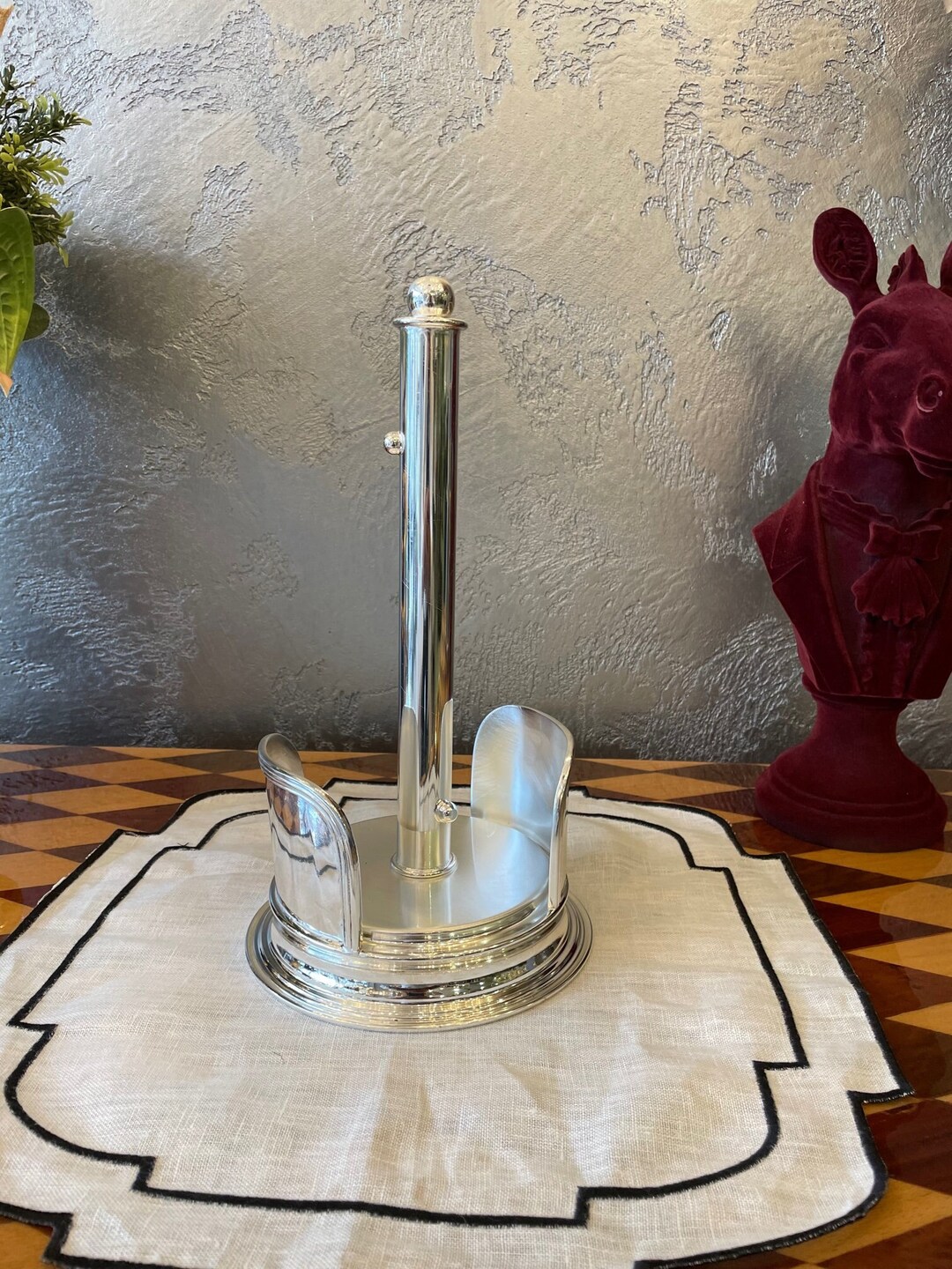 Paper Towel Holder, Napkin Holder, Bronze Brass, Bathroom, Gold Plated