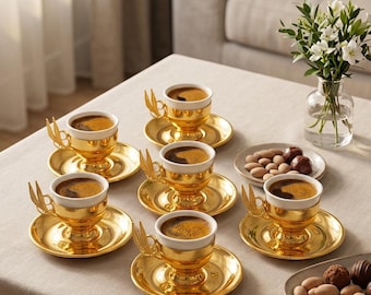 Topkapi – Set da tè turco Galata sultano, 6 bicchieri da tè, 6 sottobicchieri, 6 cucchiaini, set completo