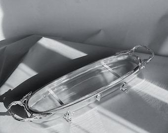 真鍮製メゼサービングディッシュ 銀製ハンドル付き朝食トレイ