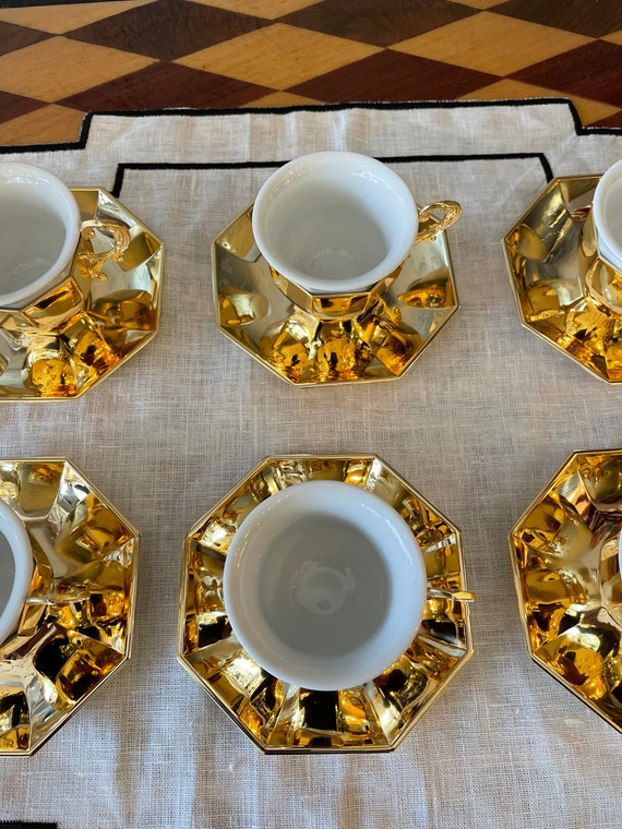 180ml European Espresso Cup Plate Set Light Luxury Gold Handle