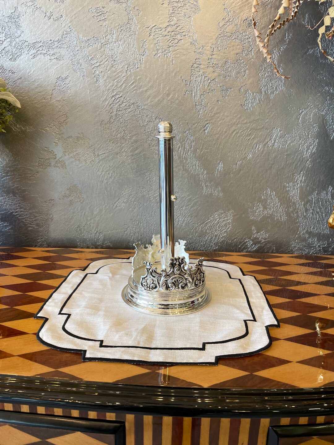 Paper Towel Holder, Napkin Holder, Bronze Brass, Bathroom, Gold Plated