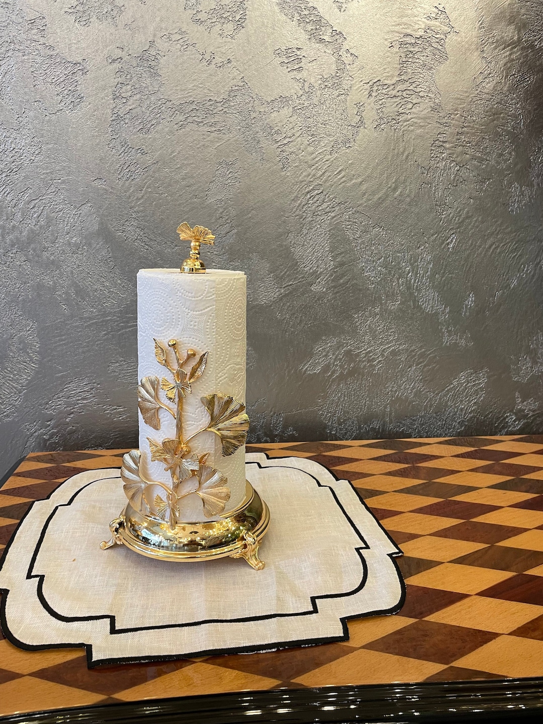 Elegant Gold and Silver Paper Towel & Napkin Holder Enhance Your