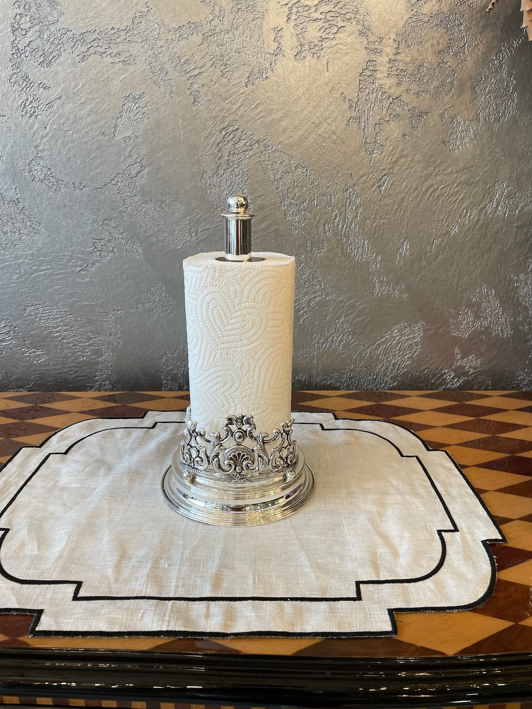 Paper Towel Holder, Napkin Holder, Bronze Brass, Bathroom, Gold Plated