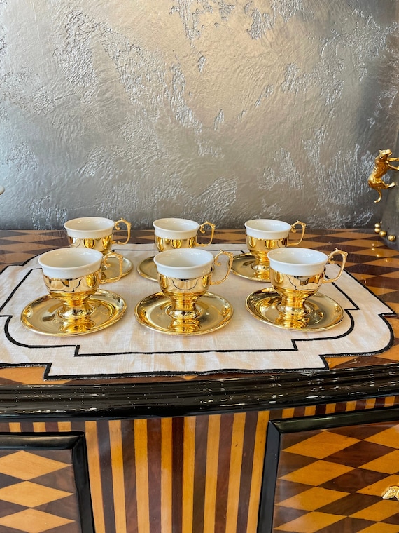 6 Piece Coffee Cup Set ,luxury Coffee Cup Set , Arabic Coffee Cups ,  Turkish Coffee Cups , Espresso Cup and Saucer Set , Macchiato Cup 