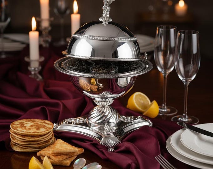 Featured listing image: Brass Caviar Server Large, Round Appetizer Bowl, Handmade Fine Dining