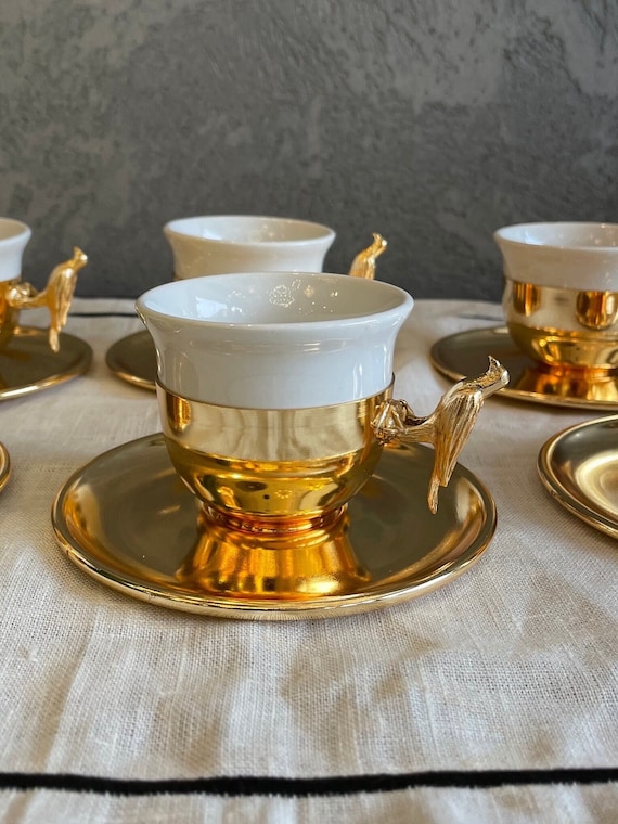 Coffee Cup set 6 Pcs, Espresso Macchiato Cups and Saucers Set, Turkish  Coffee