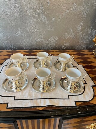 Set 6 Tazze Da Caffè Turco Gloxzy In Ceramica Con Piattini – Stile Arabo, Greco, Giapponese – 100 Ml