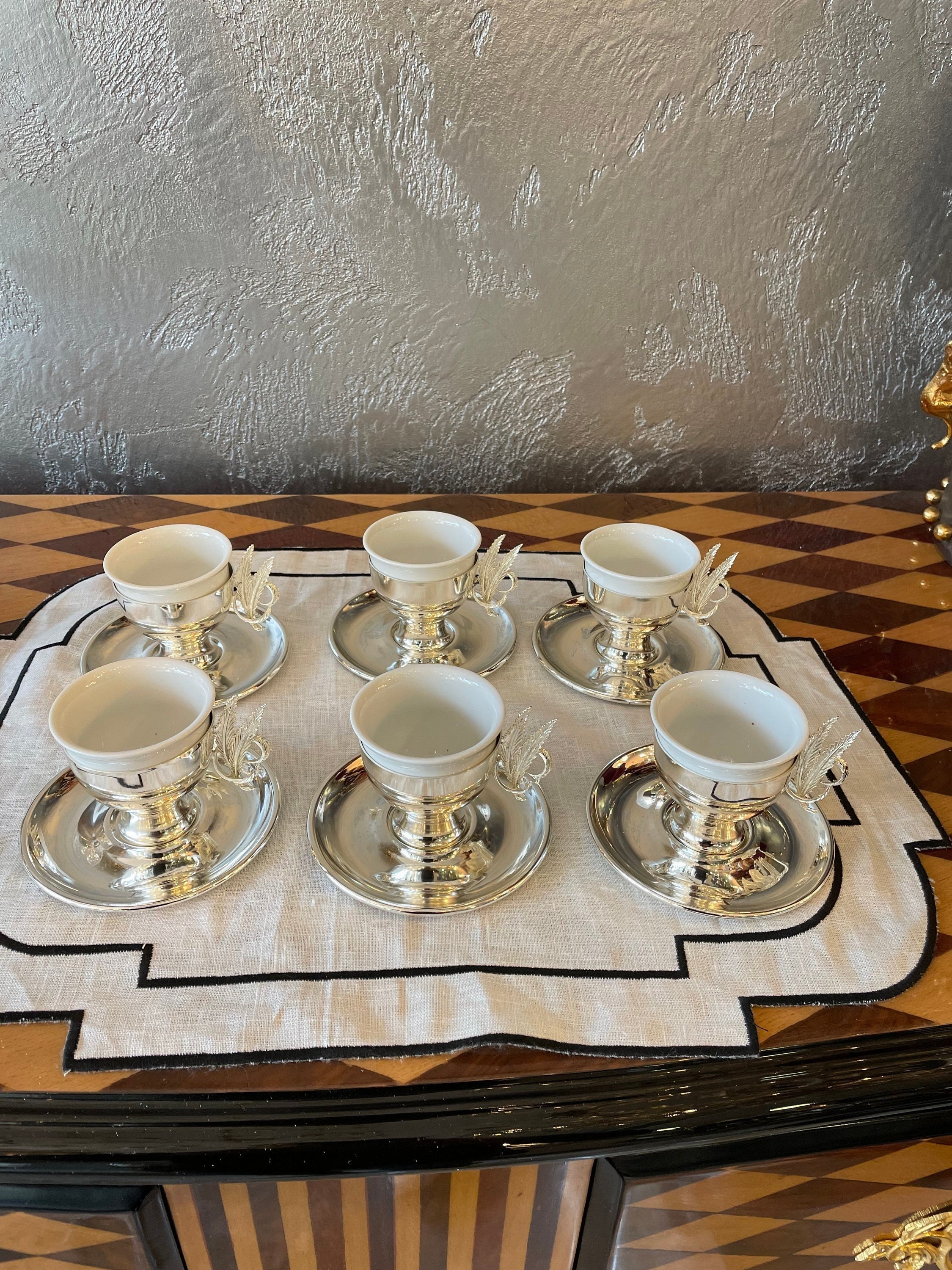 Set 6 Tazze Da Caffè Turco Gloxzy In Ceramica Con Piattini – Stile Arabo, Greco, Giapponese – 100 Ml