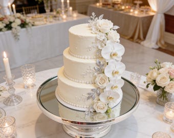 Silberner Tortenständer, Hochzeitstortenständer, Geburtstagstortenständer, Martha Stewart-Hochzeiten, Tortenständertypen, silberne Tortenpla