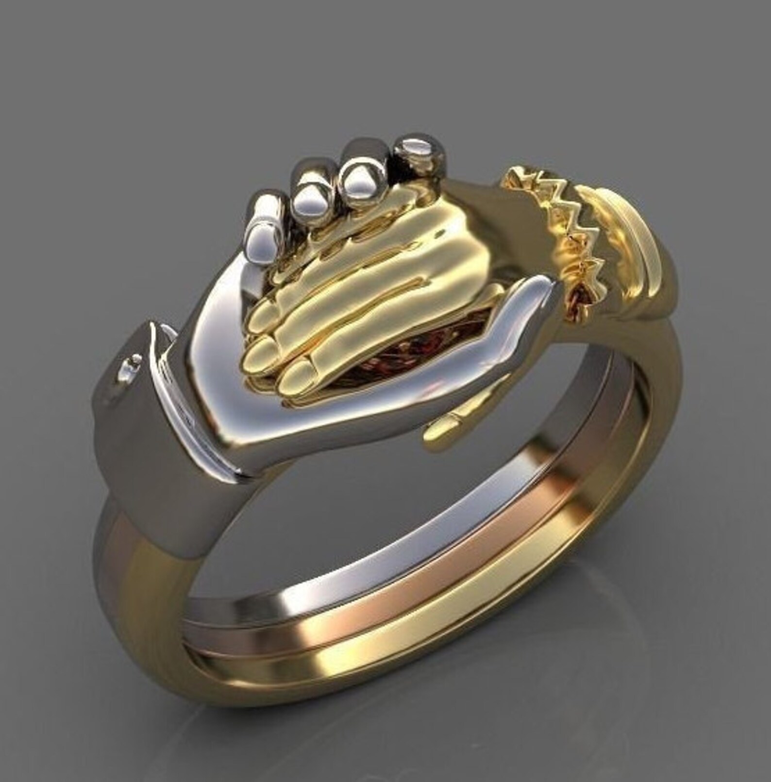 Hand Ring Hand Shake Ring 925 Silver Ring Silver Hand Ring Etsy