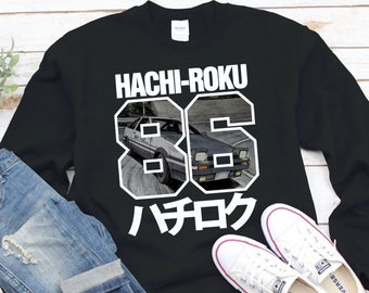 Hachiroku AE86 Sweatshirt Sprinter Trueno Takumi Car Sweater, Anime, gift, Comfort cotton, S-3XL standard USA size men's women's unisex
