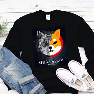Shiba Army Sweatshirt Shiba Inu Sweater Holder Cryptocurrency, Comfort, gift, crypto, trading, S-3XL standard USA size men&#39;s women&#39;s unisex