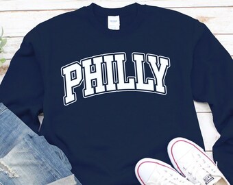 Philly Sweatshirt, College Text, Philadelphia Sweatshirt, Philly PA Crewneck Sweater, Comfort cotton S-3XL USA size men's women's unisex