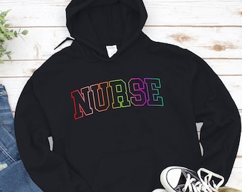Retro Nurse Hoodie, Nursing School Sweatshirt, RN RPL, Registered Nurse, gift, comfort S-5XL standard USA size men&#39;s women&#39;s unisex