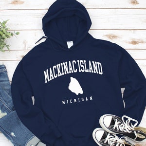 Mackinac Island Sweat à capuche, Cool Comfort Mackinac Island Sweater, Mackinac Island Carte Pullover Michigan S-3XL Unisexe