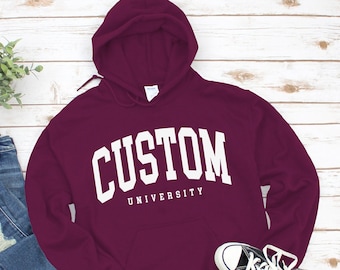 Personalized University Hoodie, Custom Short University Sweatshirt, Gift, Graduation gift, Comfort, S-5XL men's women's unisex