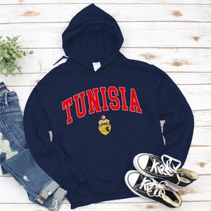 Tunesien Hoodie, Wappen von Tunesien Sweatshirt, Kuscheliger Pullover Unisex