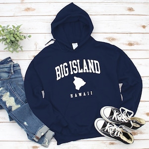 Big Island Hoodie Sweatshirt, Cool Comfort Big Island Sweater, Big Island Map Hawaii Pullover S-5XL Unisex