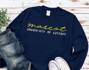 Custom Mascot University Sweatshirt, Mascot Sweater, Game Day Crewneck S-3XL Unisex