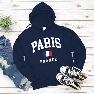 Paris Hoodie, Country Flag Logo France Sweatshirt, Cozy Paris Pullover Unisex size