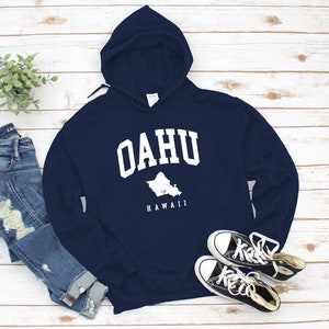 Oahu Hoodie Sweatshirt, Cool Comfort Oahu Island Pullover, Oahu Karte Hawaii Pullover S-5XL Unisex
