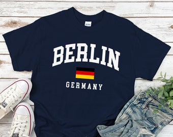 Camisa de Berlín, camiseta con logotipo de la bandera del país, camiseta acogedora de Berlín tamaño unisex