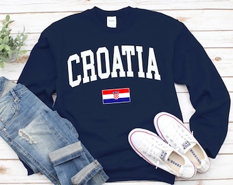 Croatia Sweatshirt, Cool Comfort Croatia Flag Sweater, Croatian Republica Hrvatska Crewneck S-3XL Unisex