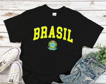Camisa Brasil, Camiseta Escudo de Armas de Brasil, Camiseta Acogedora Unisex