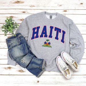 Haiti Sweatshirt, Wappen von Haitian Pullover, Gemütlicher Rundhalsausschnitt Unisex