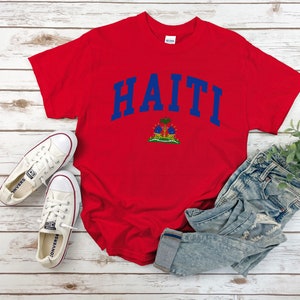 Haïti shirt, wapen van Haïtiaanse tshirt, gezellige tee unisex Red