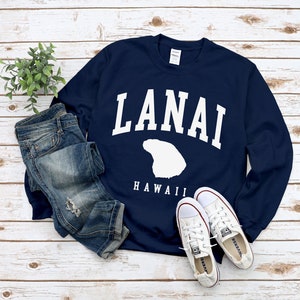 Lanai Sweatshirt, Cool Comfort Lanai Island Sweater, Lanai Map Hawaii Crewneck S-3XL Unisex