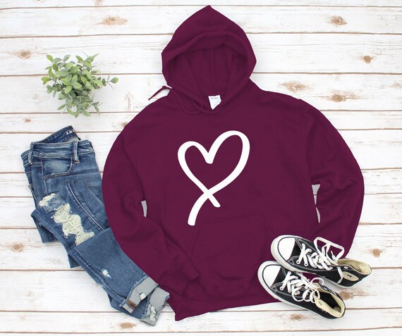 Valentine s Day Hoodie Sweatshirt Love Icon Heart Sweater Heart Shape Peace Fall Pullover Anti Valentines Gift Etsy